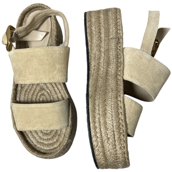 Rag & Bone Odyssey Suede Wedge Sandal Beige Leather Platform Sandals Size 8 - Picture 3 of 15